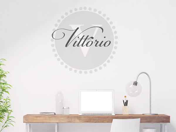 Wandtattoo Vittório als Monogramm rund