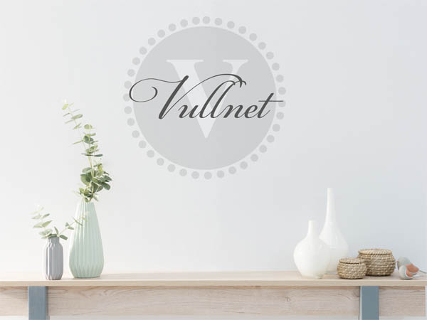 Wandtattoo Vullnet als Monogramm rund