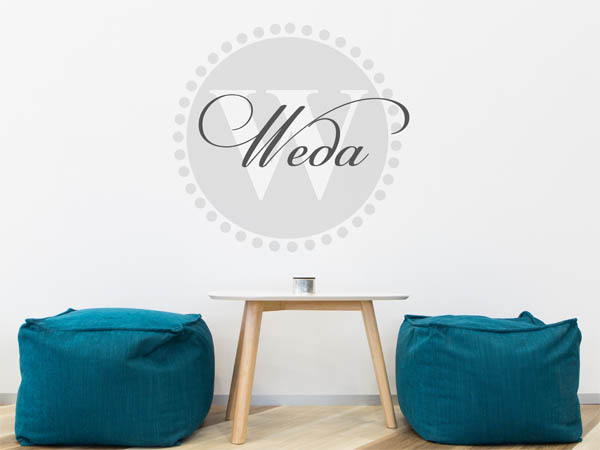 Wandtattoo Weda als Monogramm rund