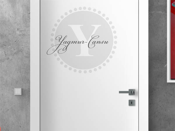 Wandtattoo Yagmur-Cansu als Monogramm rund