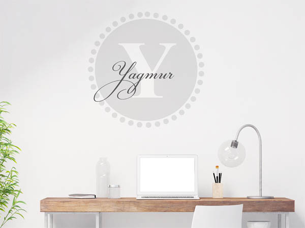 Wandtattoo Yagmur als Monogramm rund