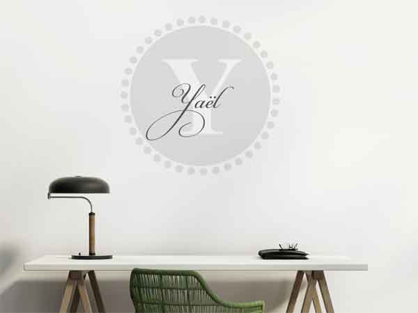 Wandtattoo Yaël als Monogramm rund