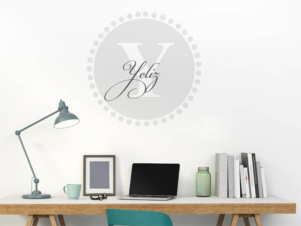 Wandtattoo Yeliz als Monogramm rund