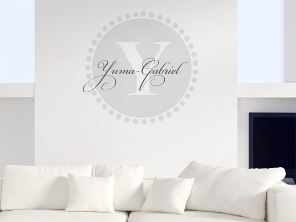 Wandtattoo Yuma-Gabriel als Monogramm rund
