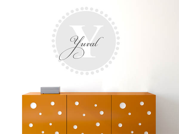 Wandtattoo Yuval als Monogramm rund