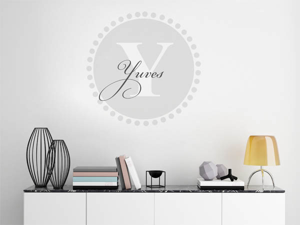 Wandtattoo Yuves als Monogramm rund