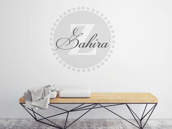 Wandtattoo Zahira als Monogramm rund