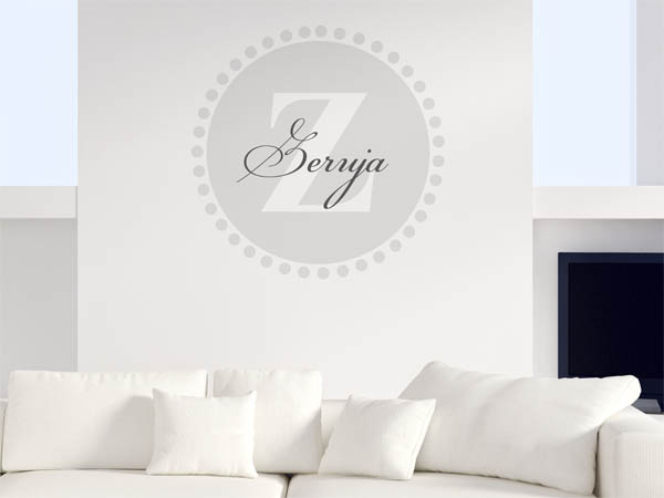 Wandtattoo Zeruja als Monogramm rund