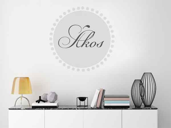 Wandtattoo Ákos als Monogramm rund