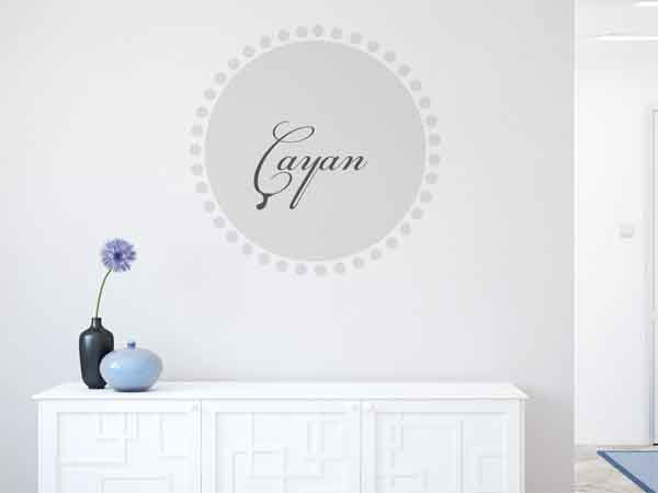 Wandtattoo Çayan als Monogramm rund