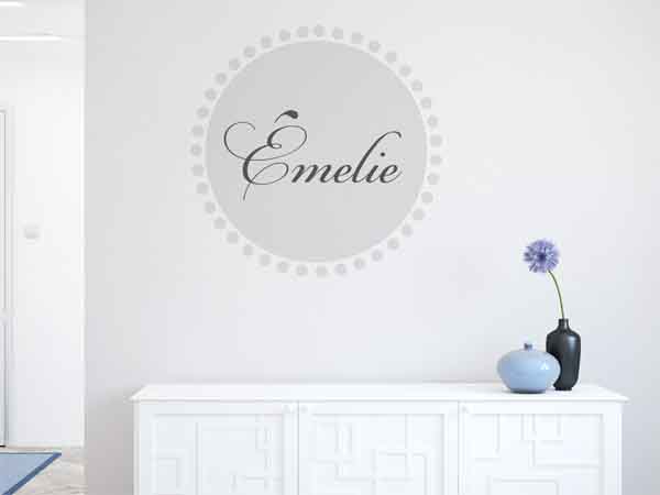 Wandtattoo Émelie als Monogramm rund