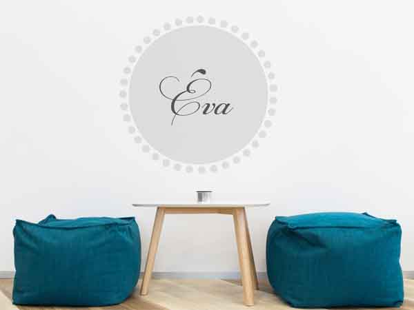 Wandtattoo Éva als Monogramm rund