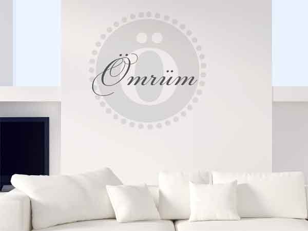 Wandtattoo Ömrüm als Monogramm rund