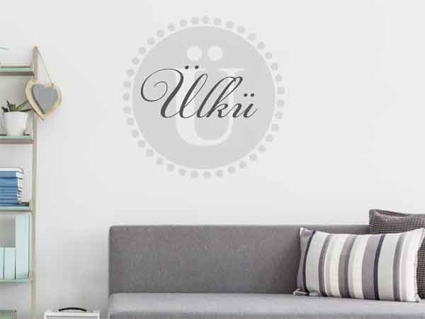 Wandtattoo Ülkü als Monogramm rund