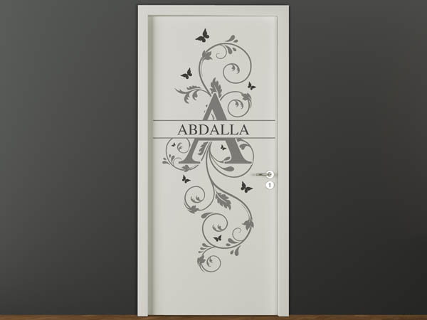 Wandtattoo Namensschild Abdalla auf einer Tür