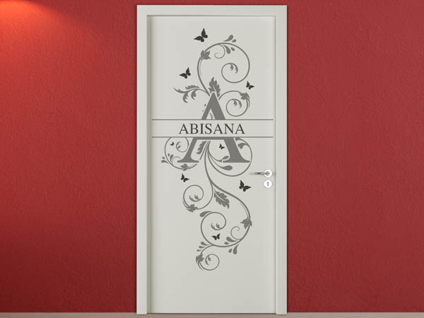 Wandtattoo Namensschild Abisana auf einer Tür