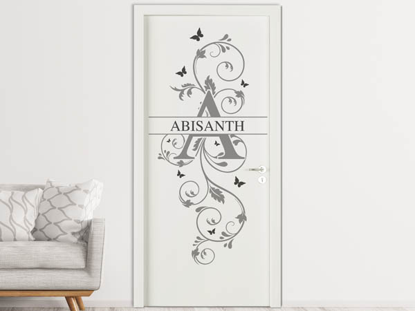 Wandtattoo Namensschild Abisanth auf einer Tür