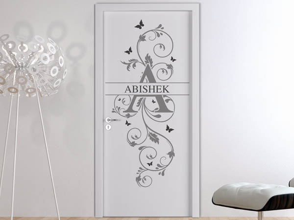 Wandtattoo Namensschild Abishek auf einer Tür