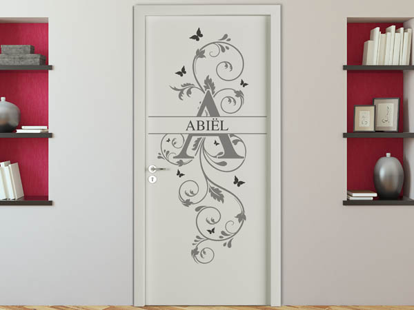 Wandtattoo Namensschild Abiël auf einer Tür