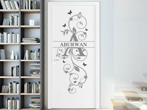 Wandtattoo Namensschild Aburwan auf einer Tür