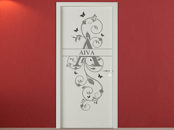 Wandtattoo Namensschild Aiva auf einer Tür