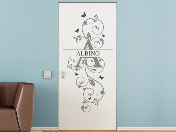 Wandtattoo Namensschild Albino auf einer Tür