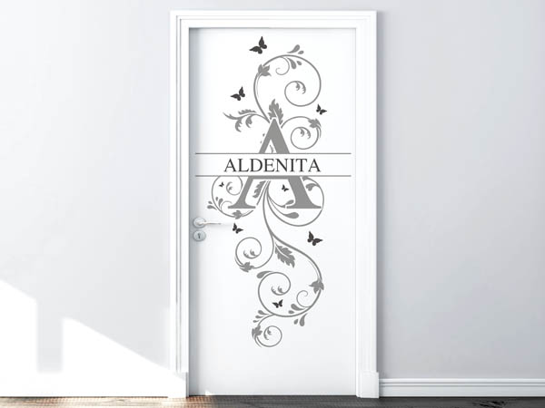 Wandtattoo Namensschild Aldenita auf einer Tür