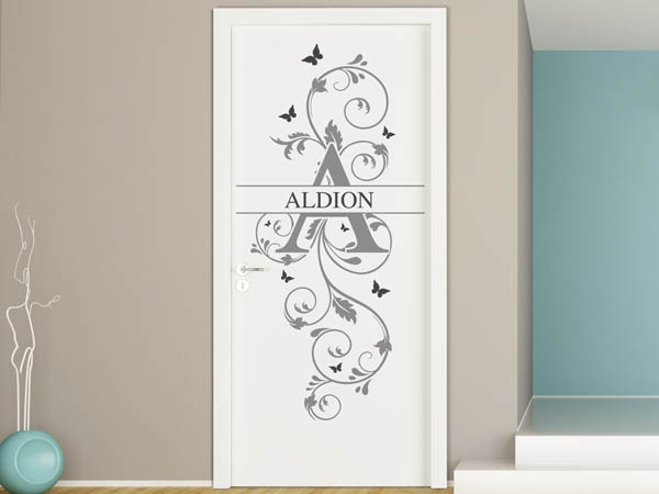 Wandtattoo Namensschild Aldion auf einer Tür