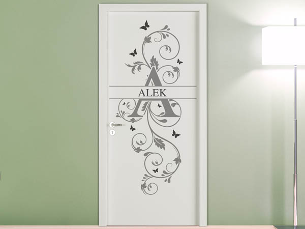 Wandtattoo Namensschild Alek auf einer Tür