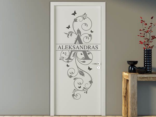 Wandtattoo Namensschild Aleksandras auf einer Tür