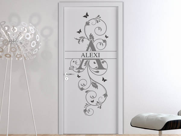 Wandtattoo Namensschild Alexi auf einer Tür