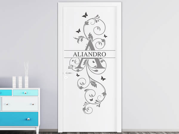 Wandtattoo Namensschild Aliandro auf einer Tür