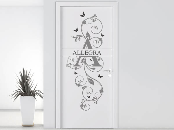 Wandtattoo Namensschild Allegra auf einer Tür