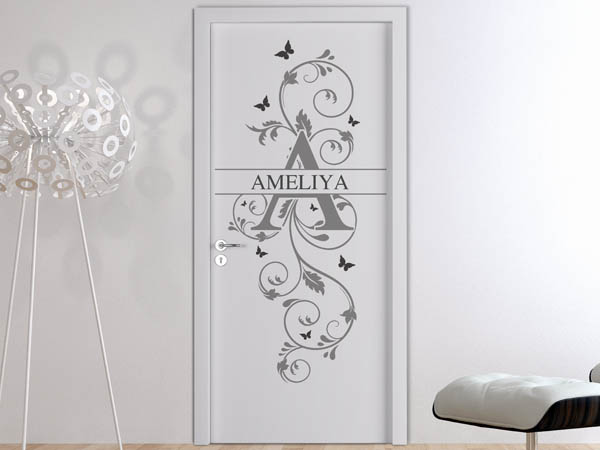 Wandtattoo Namensschild Ameliya auf einer Tür