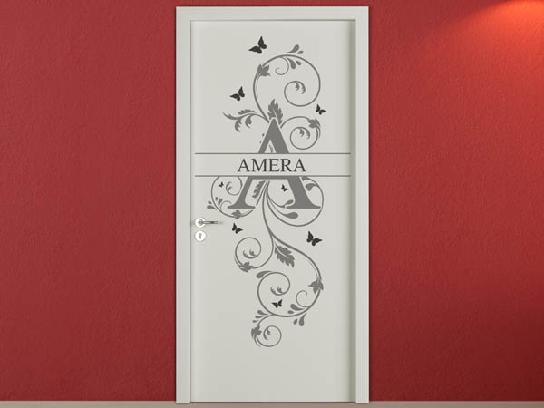 Wandtattoo Namensschild Amera auf einer Tür