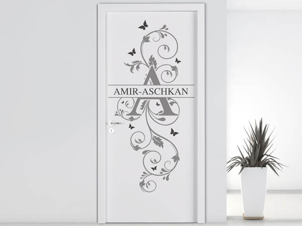 Wandtattoo Namensschild Amir-Aschkan auf einer Tür