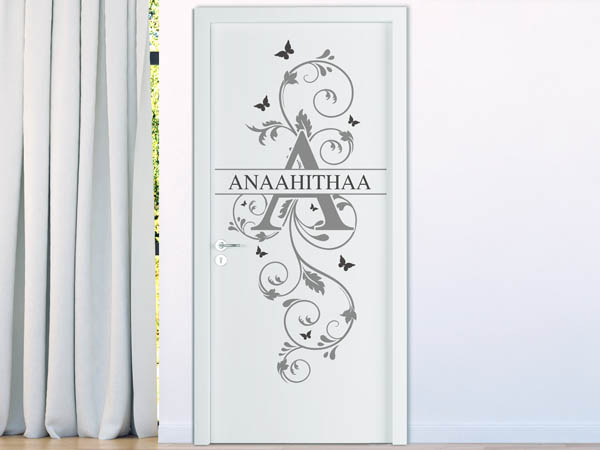 Wandtattoo Namensschild Anaahithaa auf einer Tür