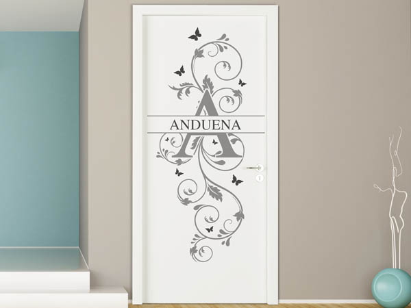 Wandtattoo Namensschild Anduena auf einer Tür