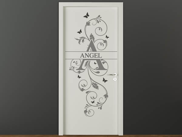 Wandtattoo Namensschild Angel auf einer Tür