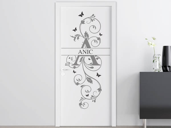 Wandtattoo Namensschild Anic auf einer Tür