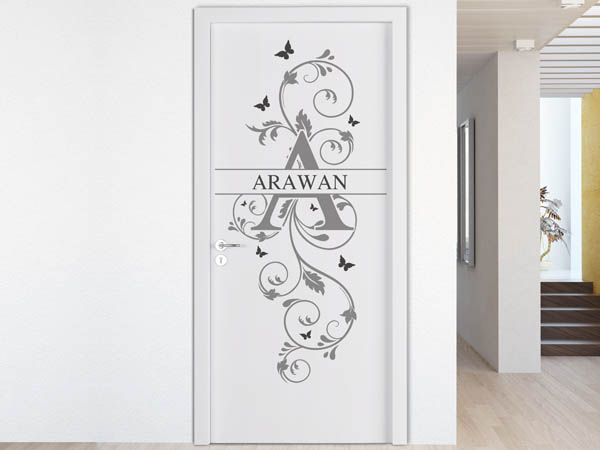 Wandtattoo Namensschild Arawan auf einer Tür