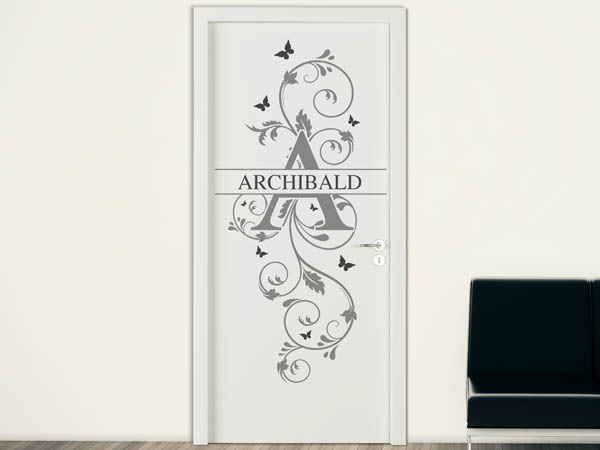 Wandtattoo Namensschild Archibald auf einer Tür