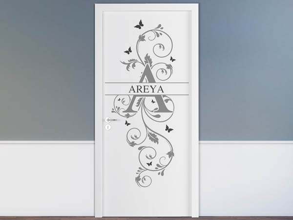Wandtattoo Namensschild Areya auf einer Tür