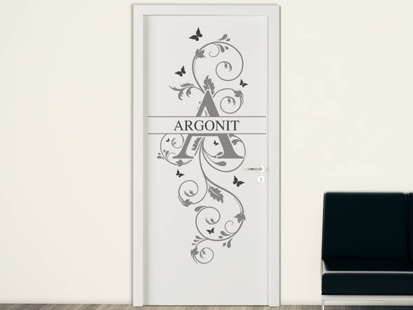 Wandtattoo Namensschild Argonit auf einer Tür