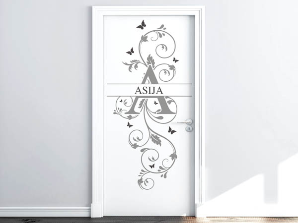 Wandtattoo Namensschild Asija auf einer Tür