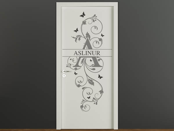 Wandtattoo Namensschild Aslinur auf einer Tür