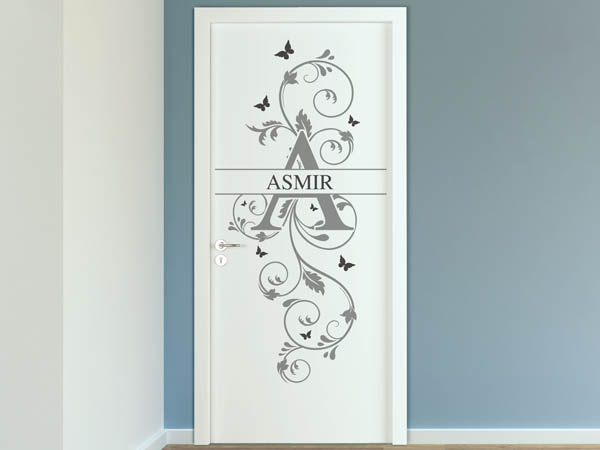 Wandtattoo Namensschild Asmir auf einer Tür
