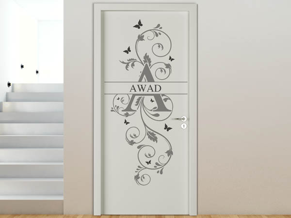 Wandtattoo Namensschild Awad auf einer Tür