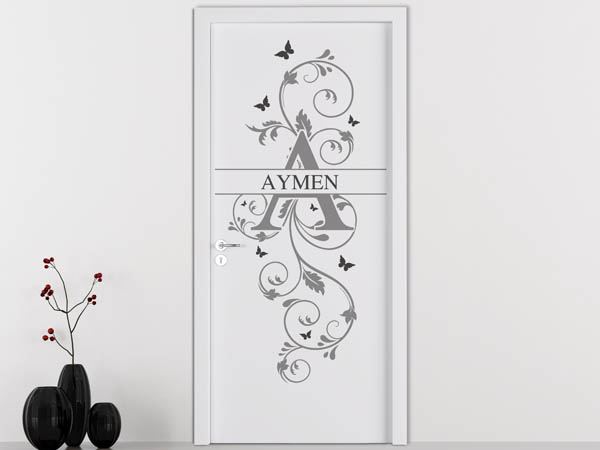 Wandtattoo Namensschild Aymen auf einer Tür