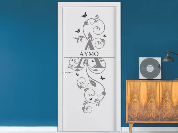 Wandtattoo Namensschild Aymo auf einer Tür